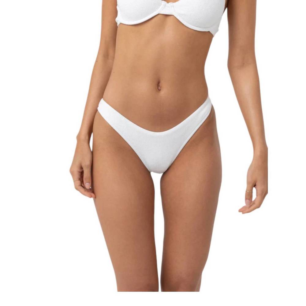 NEW RHYTHM. isla rib eco hi cut pant in white
